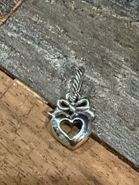 Brighton Silver Plate Heart Charm with Bow Accent, Preloved
